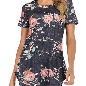Gray & Pink Floral Tunic top (XL)